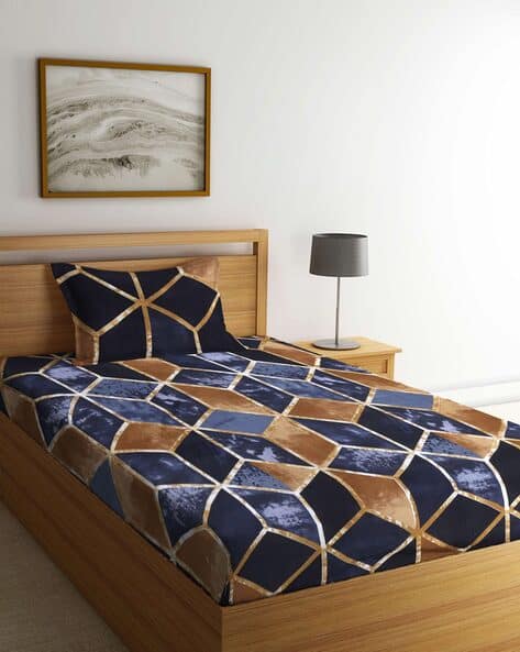 Arrabi Cotton Blend Single Fitted Bedsheet with 1 Pillow Cover