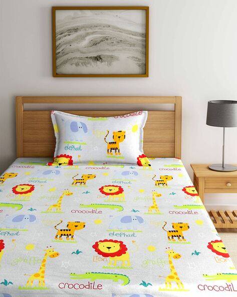 Arrabi Animal Print Single Bedsheet with Pillow Cover
