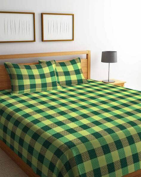 Arrabi Checked Handwoven Cotton Bedcover with 2 Pillow Covers