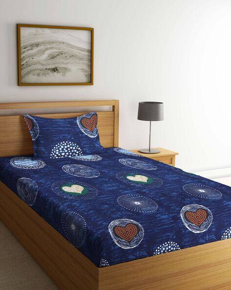 Arrabi Graphic Single Size Bedsheet with 1 Pillow Cover