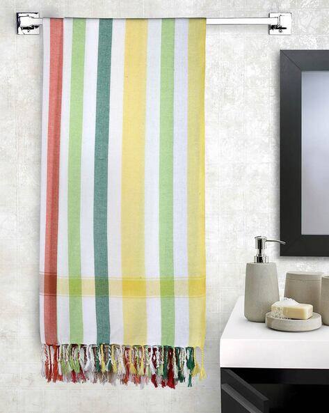 Arrabi Set of 2 Striped Handwoven Cotton Bath Towels