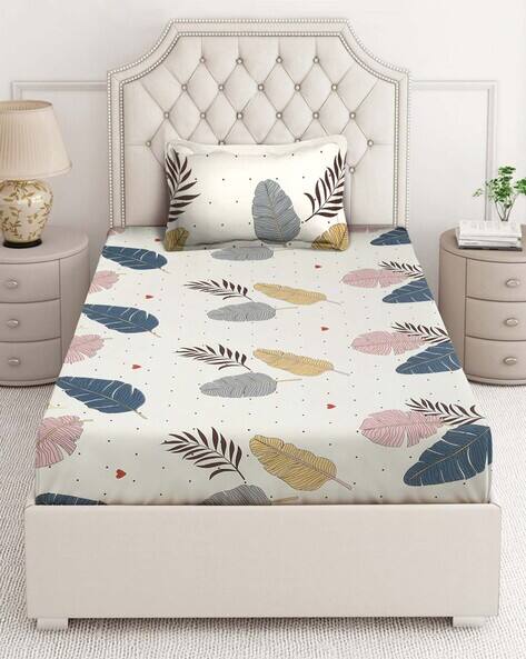Arrabi 300 TC Printed Single Bedsheet with Pillow Covers