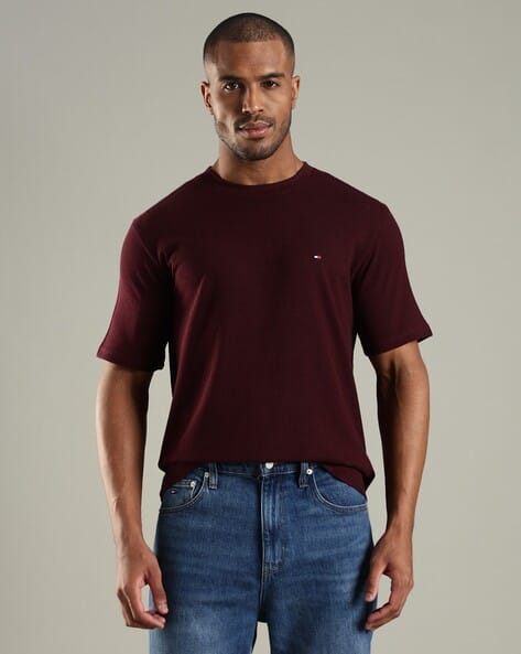 TOMMY HILFIGER Textured Crepe Relaxed Fit Crew-Neck T-Shirt