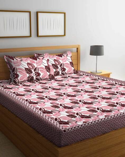 Arrabi Floral Print Polycotton Bedsheet with 2 Pillow Cover