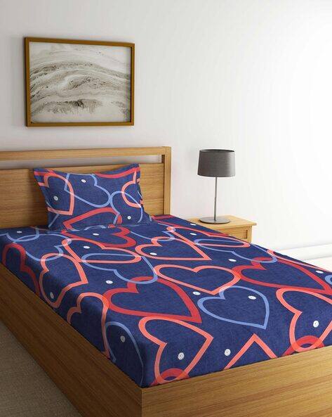 Arrabi Graphic Single Size Bedsheet with Pillow Cover