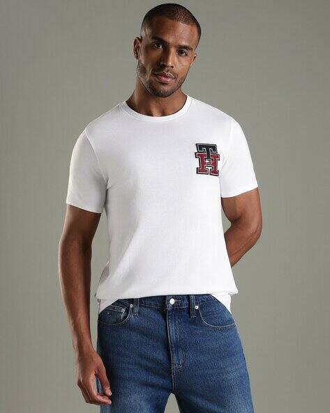TOMMY HILFIGER Men Letterman Regular Fit Crew-Neck T-Shirt