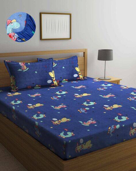 Arrabi 250 TC Printed Double Size Bedsheet with Pillow Covers