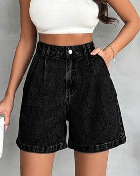 avanova Women High-Rise Denim Shorts with Side Pockets-picture-53