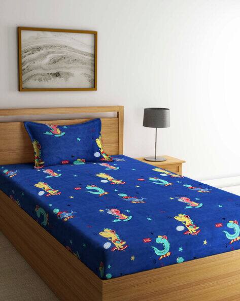 Arrabi  Cartoon Printed Single Size Bedsheet