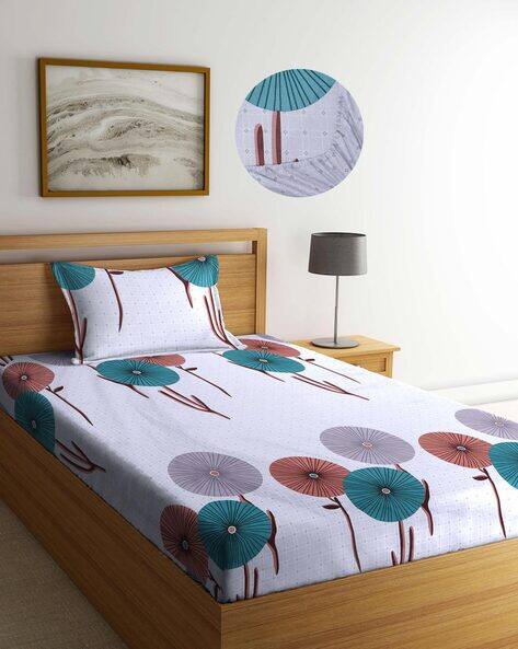 Arrabi Floral Print Single Bedsheet with Pillow Cover