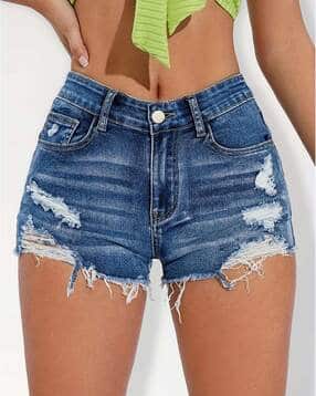 avanova Women Mid-Rise Washed Denim Shorts-picture-35