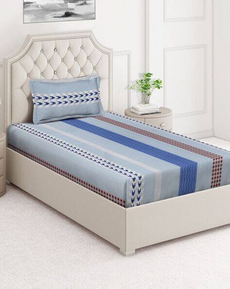 Arrabi Cotton Blend Single Size Bedsheet with 1 Pillow Cover