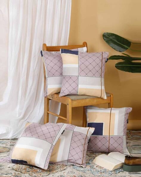 Arrabi Pack Of 5 Geometric Cushion Covers with Zip Closure