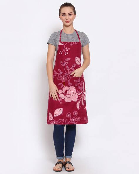 Arrabi Floral Print Kitchen Linen with patch Pocket