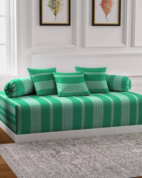 Arrabi Set of 6 Striped Handwoven Cotton Diwan Set