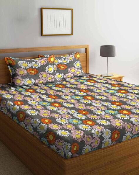Arrabi Set of 2 Printed Double Bedsheets with Pillow Covers