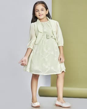 Girls Embroidered Fit & Flare Dress-image-24