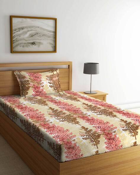 Arrabi Floral Single Bedsheet with 1 Pillow Cover