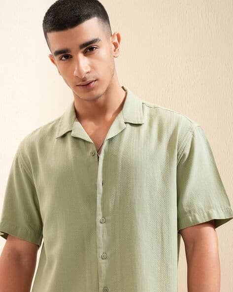 Highlander Men Waffle-Knit Relaxed Fit Cotton Shirt