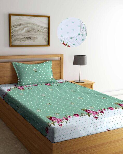 Arrabi Floral Single Bedsheet with 1 Pillow Cover