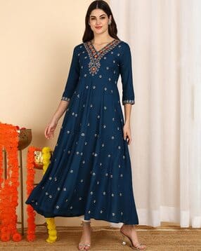 indie picks Embroidery Flared Kurta-picture-38