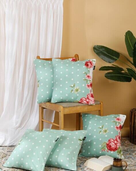 Arrabi Pack Of 5 Floral Cushion Covers with Zip Closure