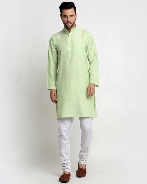 Arrabi Men Regular Fit Long Kurta with Patch Pocket