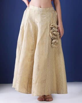 Women Maxi Length Self-design Flared Skirt