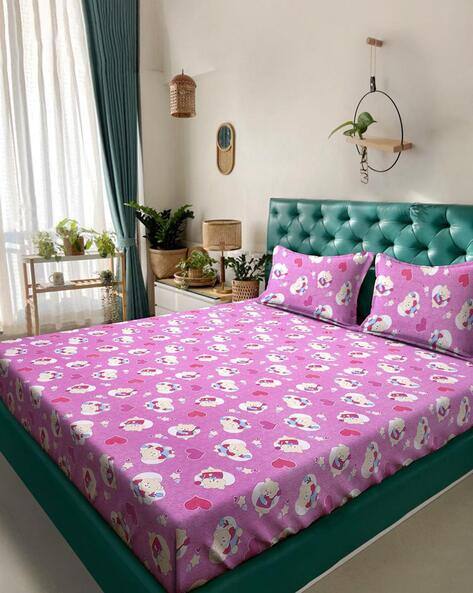 KLOTTHE  Pure Cotton Double Bedsheet with 2 Pillow Covers