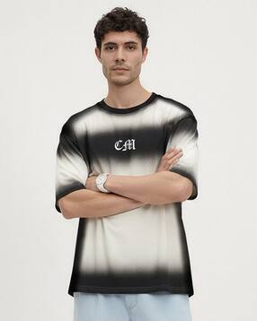 crazymonk Men Ombre-Dye Oversized Crew-Neck T-Shirt-picture-42