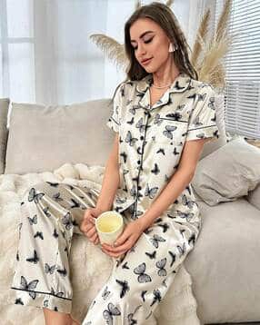 Women Printed Shirt & Pyjamas Set