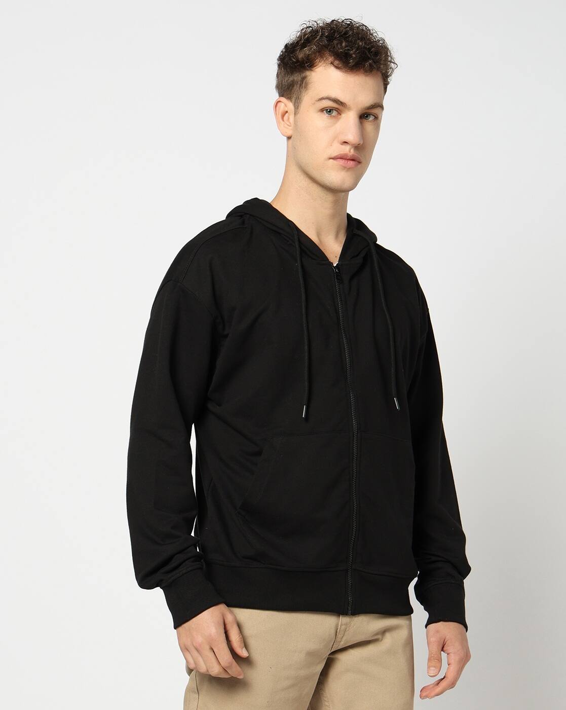 Buy YOUSTA Men Loose Fit Zip-Up Hoodie Online | Ajio.com
