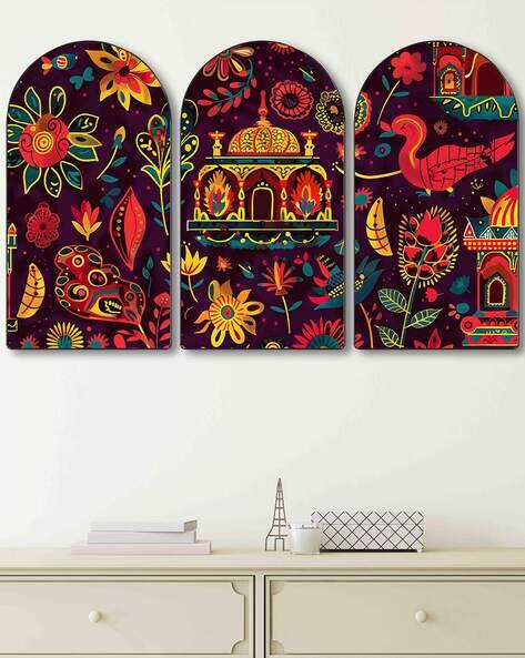 Livin Luxe Set of 3 Palace Folk Art Wall Painting