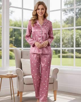 jade & julie Women Heart Print Shirt & Pyjamas Set-picture-27