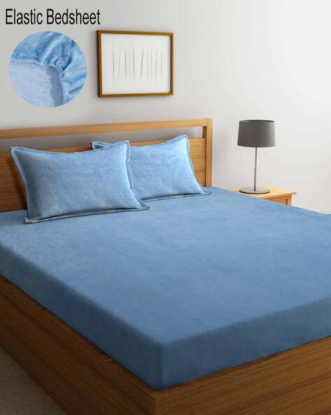 KLOTTHE  Woolen Fitted Double Bed Sheet with 2 Pillow Covers