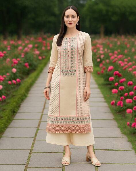 Women Embroidered Straight Kurta Set