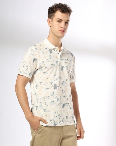 NETPLAY Men Floral Print Slim Fit Polo T-Shirt