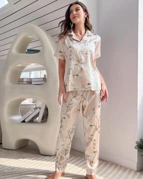 jade & julie Women Floral Print Shirt & Pyjamas Set-picture-33