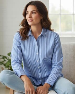 fuback x ag Women Striped Regular Fit Shirt with Spread Collar-picture-12