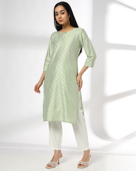 AVAASA MIX N' MATCH Women Round-Neck Straight Kurta