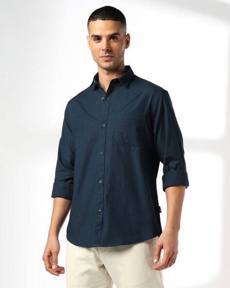 JOHN PLAYERS JEANS Men Slim Fit Cotton Shirt with Patch Pocket