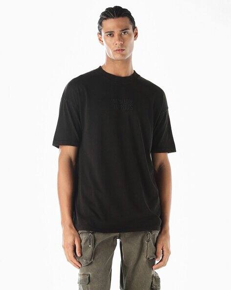 Jack & Jones Men Embroidered Oversized Crew-Neck T-Shirt