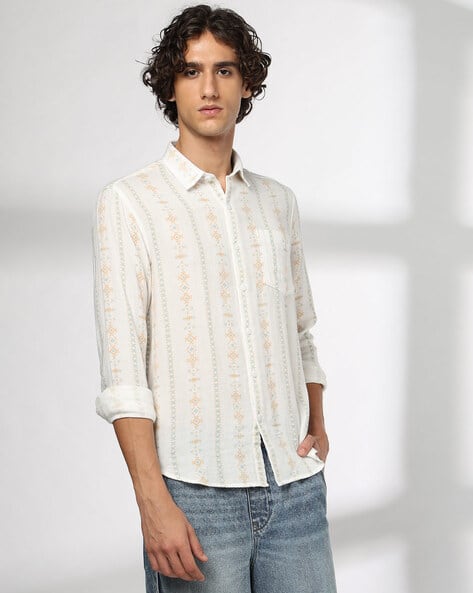 JOHN PLAYERS JEANS Men All-Over Print Regular Fit Shirt with Patch Pocket