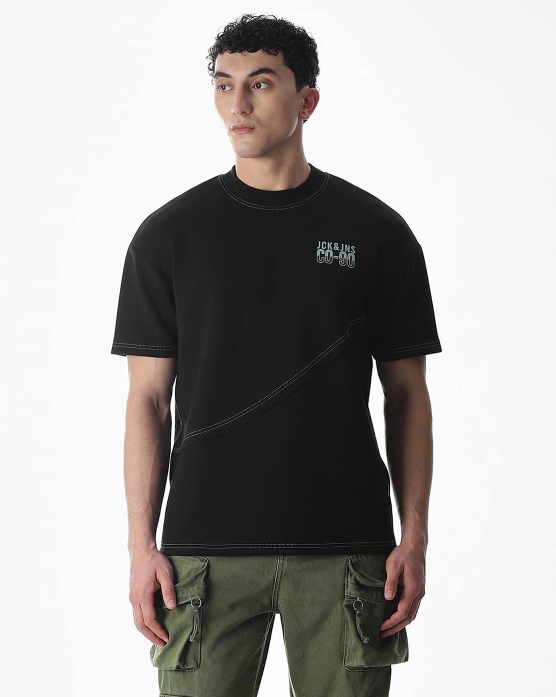 Buy Jack & Jones Men Oversized Crew-Neck T-Shirt Online | Ajio.com