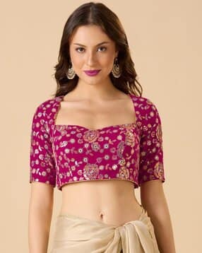 salwar studio Women Embellished & Embroidered Side Open Blouse-picture-21