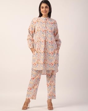 jaipurrang Women Floral Print Tunic & Trousers Set-picture-10
