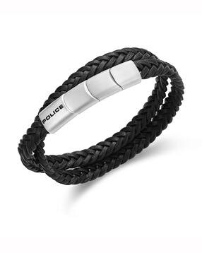 police Stainless Steel Braided Flat Leather Bracelet-picture-33