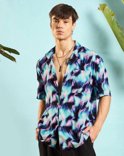 MASCLN SASSAFRAS Men Oversized Fit Printed Shirt