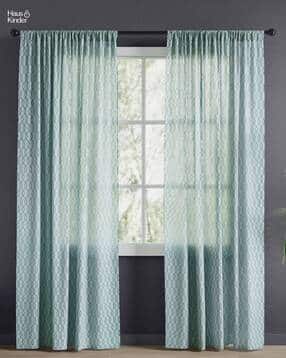 Set of 2 Geometric Pattern Sheer Door Curtains with Rod-Pockets-image-49