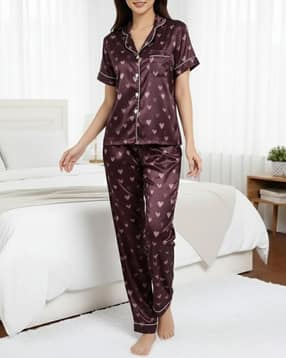 jade & julie Women Heart Print Shirt & Pyjamas Set-picture-24